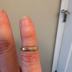 Delicate 14k Gold Antique Band with Diamond Accents